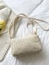 Chain & Letter Patch Decor Straw Bag