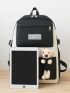 4pcs Letter Patch Decor Functional Backpack Set