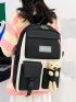 4pcs Letter Patch Decor Functional Backpack Set