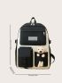 4pcs Letter Patch Decor Functional Backpack Set