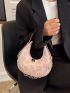 Floral Pattern Chain Decor Hobo Bag