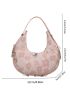 Floral Pattern Chain Decor Hobo Bag