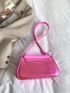 Neon Pink Flap Baguette Bag