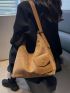 Flap Pocket Front Hobo Bag