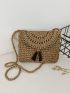 Tassel Decor Straw Bag