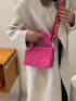 Mini Neon Pink Quilted Flap Square Bag