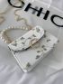 Mini Floral Embroidery Faux Pearl Decor Flap Square Bag