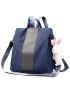 Two Tone Functional Backpack With Bag Charm