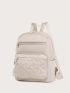 Heart Embroidered Quilted Functional Backpack