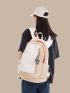 Letter Graphic Functional Backpack With Bag Charm