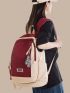 Letter Patch Decor Functional Backpack