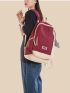 Letter Patch Decor Functional Backpack