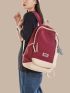 Letter Patch Decor Functional Backpack