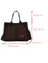 Letter Patch Decor Corduroy Shoulder Tote Bag