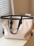 Letter Graphic Contrast Binding Shoulder Tote Bag