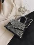 Mini Rhinestone & Studded Decor Flap Chain Square Bag