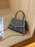 Mini Rhinestone & Studded Decor Flap Chain Square Bag