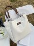 Letter Patch Decor Shoulder Tote Bag