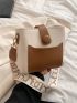 Mini Colorblock Letter Embossed Button Decor Bucket Bag