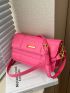 Neon Pink Quilted Flap Square Bag