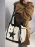 Star Pattern Shopper Bag Drawstring Design Tote Bag With Bag Charm