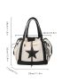 Star Pattern Shopper Bag Drawstring Design Tote Bag With Bag Charm