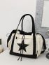 Star Pattern Shopper Bag Drawstring Design Tote Bag With Bag Charm