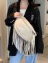 Letter Embroidered Fringe Trim Fanny Pack