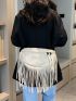 Letter Embroidered Fringe Trim Fanny Pack