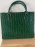 Small Tote Bag Crocodile Embossed Twilly Scarf Decor