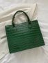 Small Tote Bag Crocodile Embossed Twilly Scarf Decor