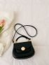 Top Handle Saddle Bag Flap Black PU Fashionable