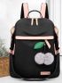 Pom Pom Decor Classic Backpack