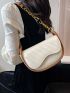 Contrast Binding Flap Chain Saddle Bag