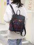 Plaid Pattern Functional Backpack