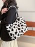 Heart Pattern Fluffy Shoulder Tote Bag