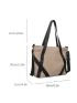 Contrast Tape Canvas Shopper Bag