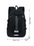 Men Letter Patch Decor Mesh Panel Laptop Backpack