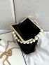 Mini Rhinestone & Faux Pearl Decor Square Bag