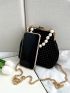 Mini Rhinestone & Faux Pearl Decor Square Bag