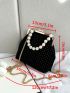 Mini Rhinestone & Faux Pearl Decor Square Bag