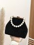 Mini Rhinestone & Faux Pearl Decor Square Bag