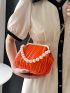 Mini Faux Pearl Decor Ruched Bag