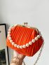 Mini Faux Pearl Decor Ruched Bag