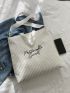 Letter Embroidered Double Handle Shopper Bag