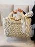 Twilly Scarf Decor Straw Bag