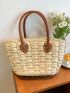 Braided Detail Double Handle Straw Bag