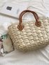 Braided Detail Double Handle Straw Bag