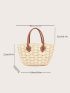 Braided Detail Double Handle Straw Bag