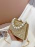 Mini Glitter Faux Pearl Decor Box Bag